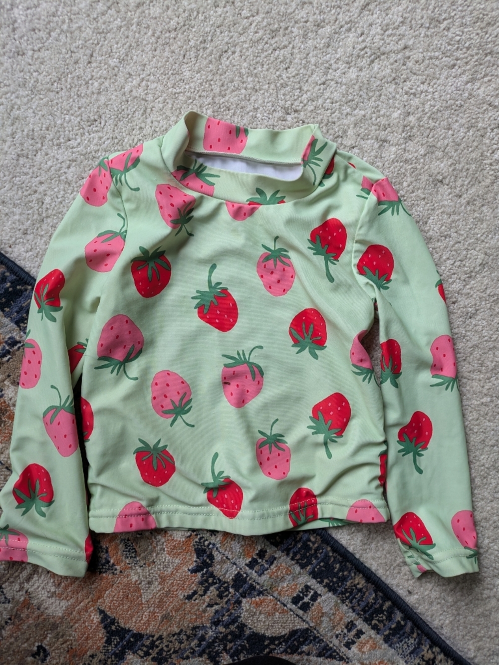 Carter's Strawberry Print Rash Guard - Mint Green, Pink & Red